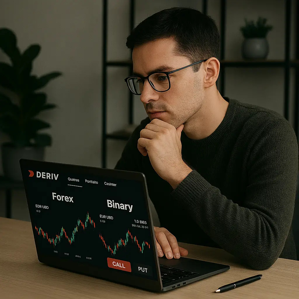 Empreendedor digital planejando seus primeiros investimentos no mercado Forex.