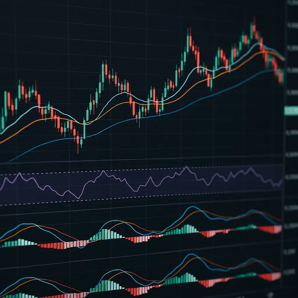 Gráfico de Forex com os 5 principais indicadores de análise técnica para traders iniciantes.