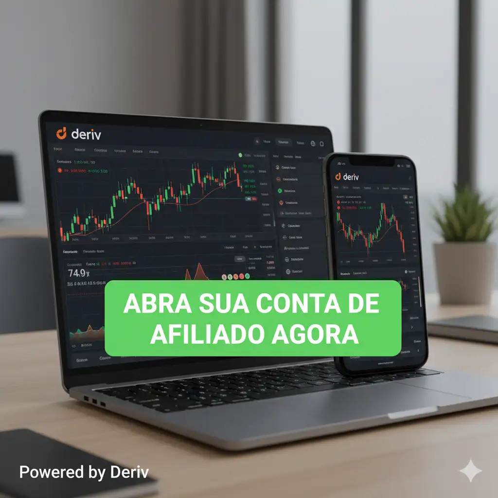 Chamada para ação para abrir conta de afiliado na corretora Deriv.
