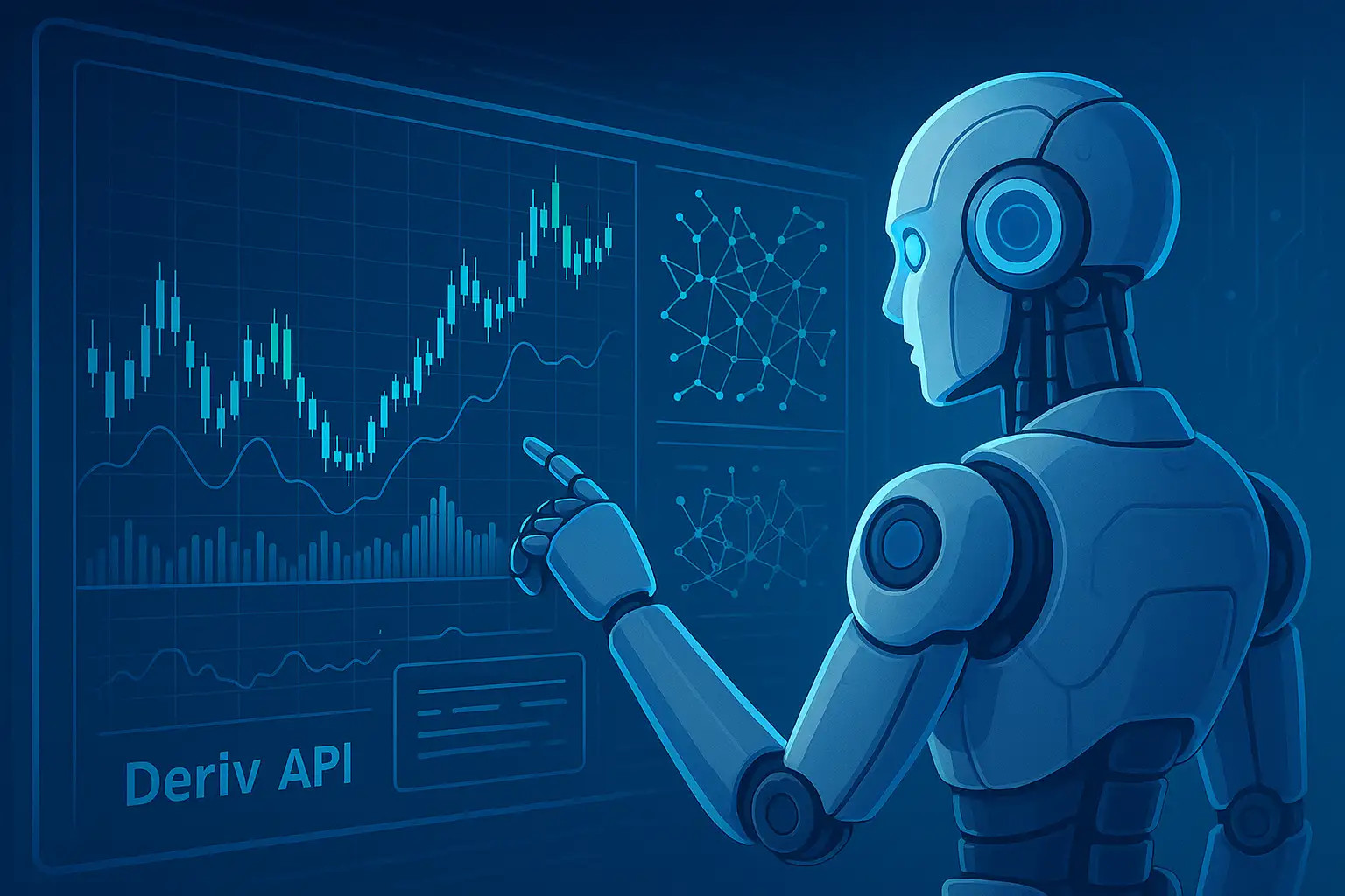 robô IAS analisando dados em tempo real integrado à Deriv