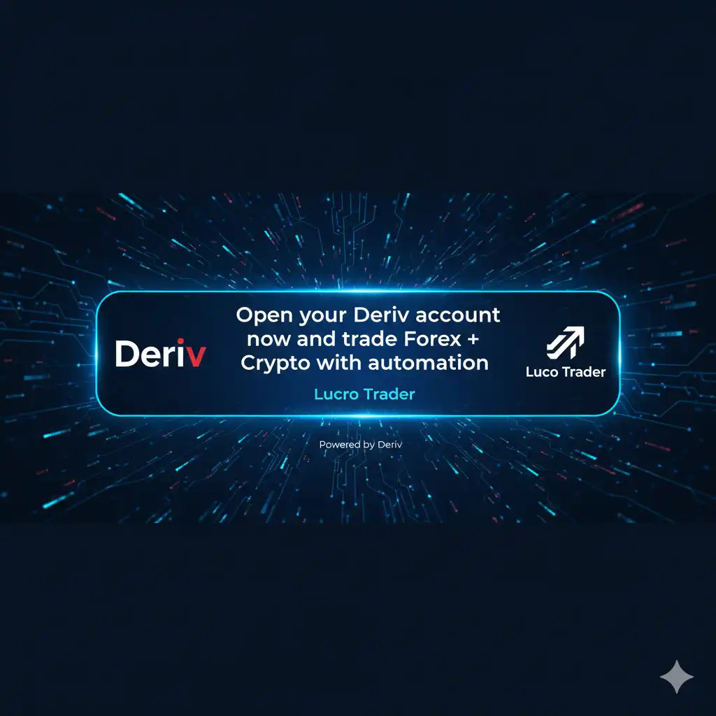 banner de chamada incentivando abrir conta na Deriv para operar Forex e Cripto com automação Lucro Trader