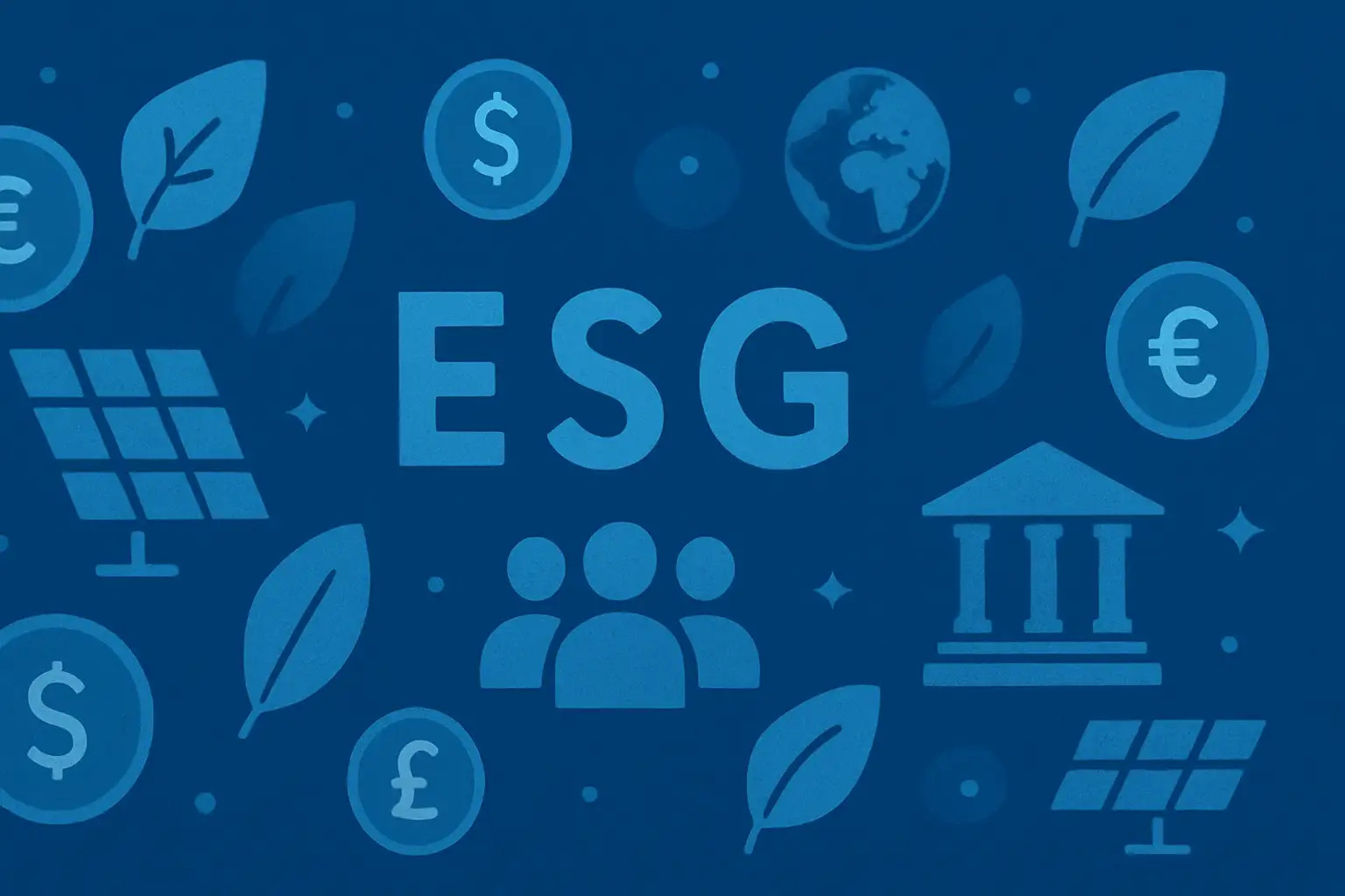 moedas globais ao redor de ícones ESG representando impacto ambiental e social no trading