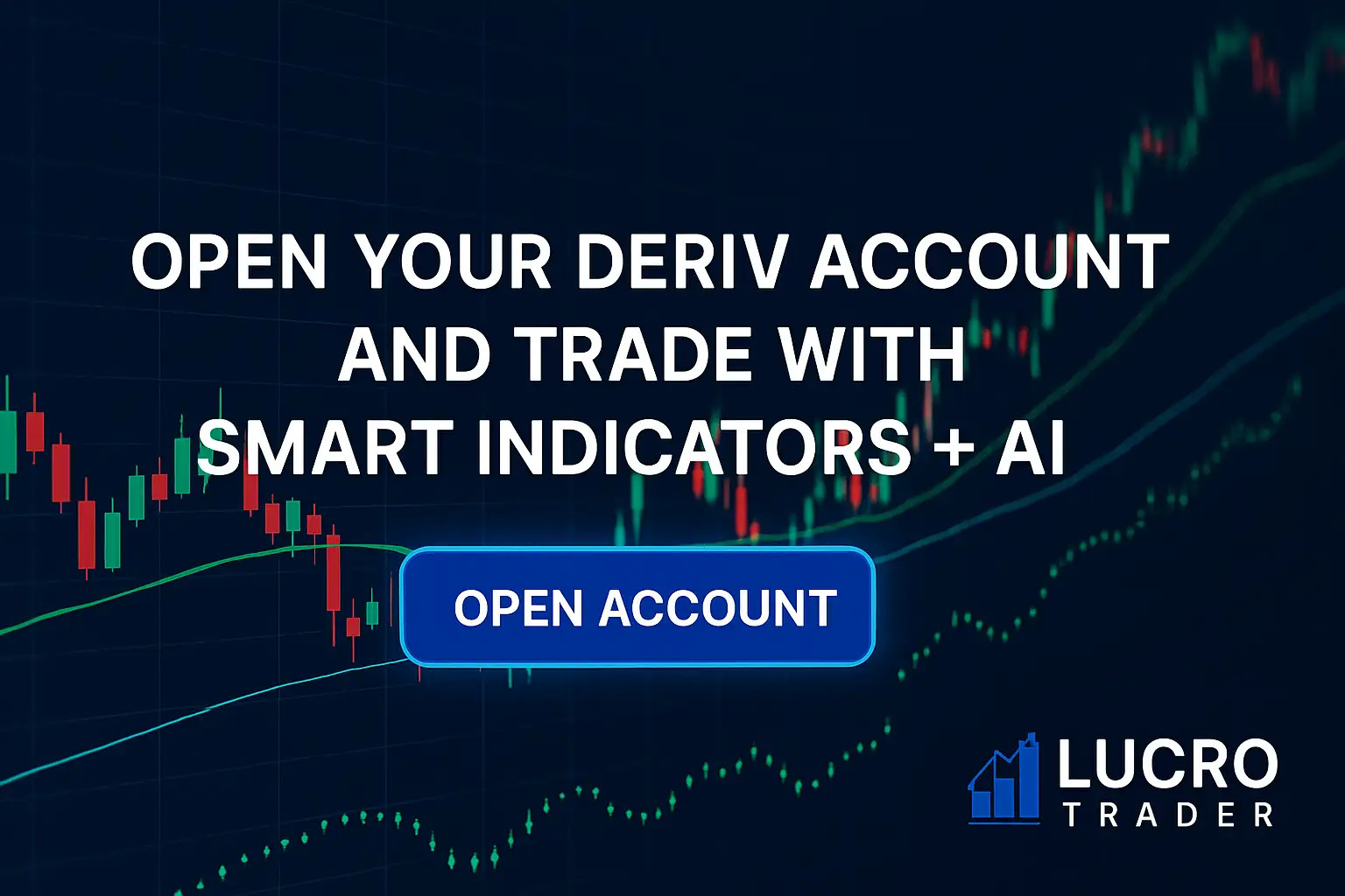 banner incentivando abrir conta na Deriv e usar indicadores técnicos com automação da Lucro Trader