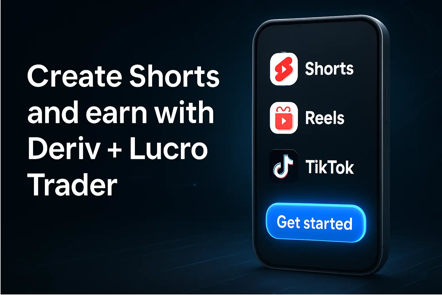 banner incentivando criar vídeos curtos e atrair afiliados Deriv com Lucro Trader