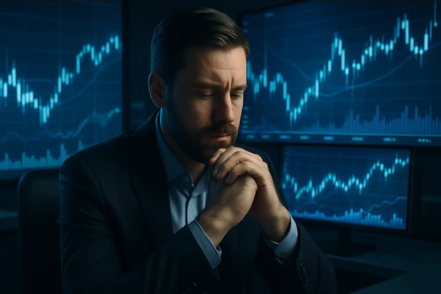 trader refletindo sobre dinheiro e liberdade financeira no contexto do trading