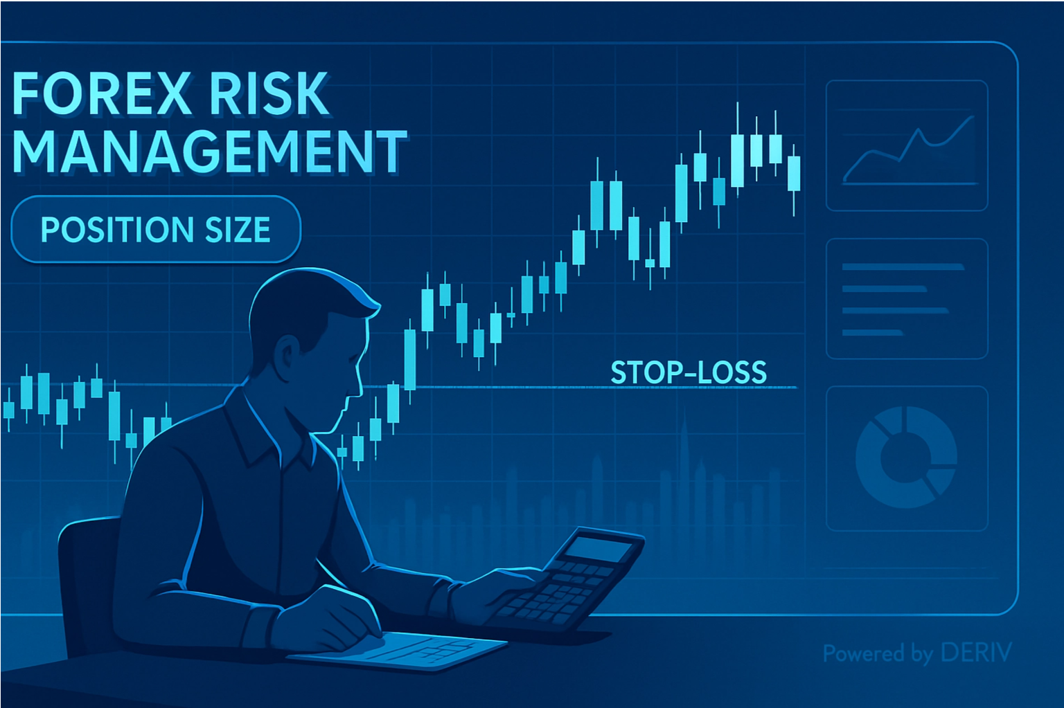 trader calculando tamanho do lote com stop-loss e gestão de risco no Forex