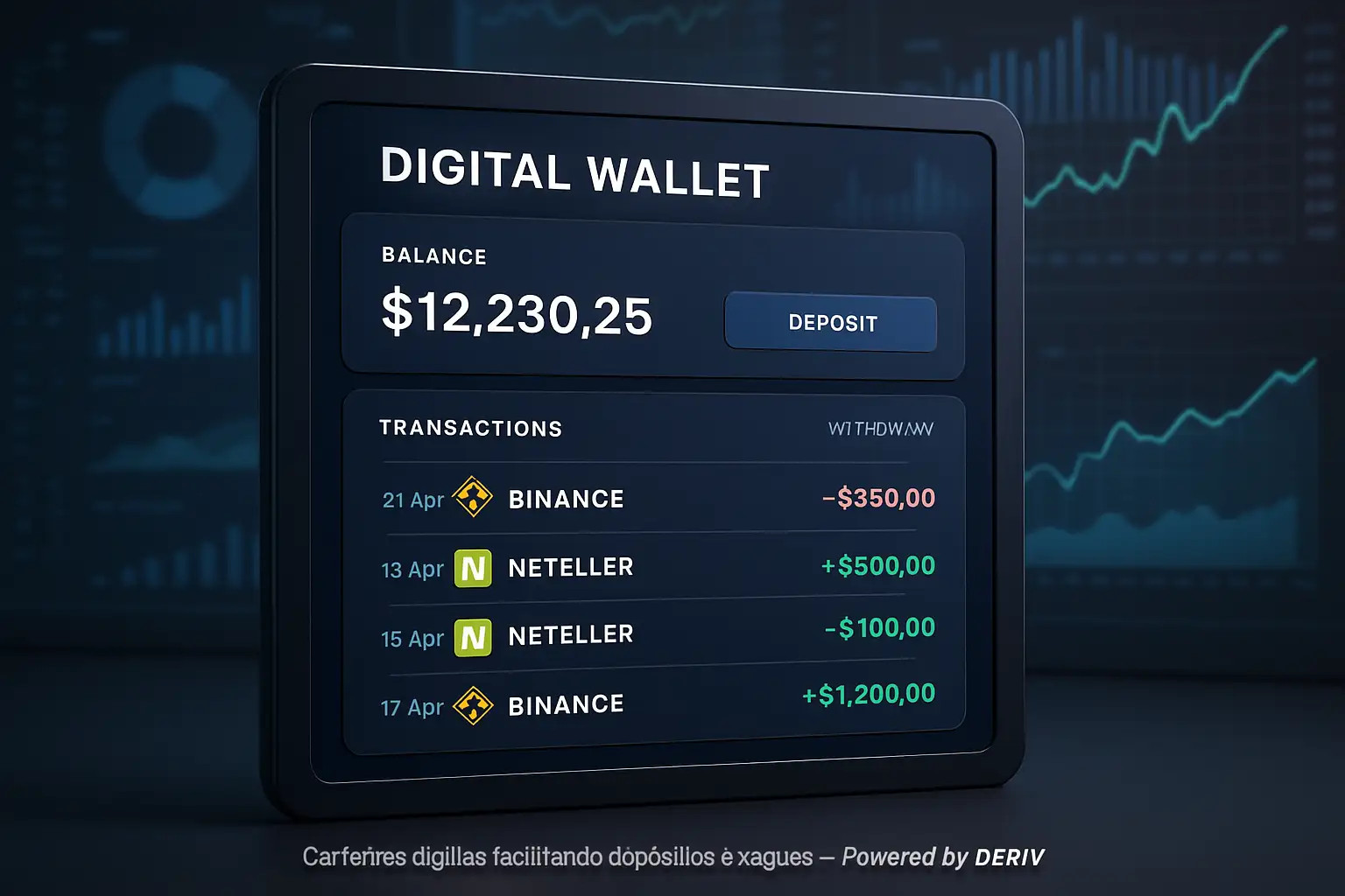 Carteiras digitais Binance e Neteller usadas no trading com Deriv