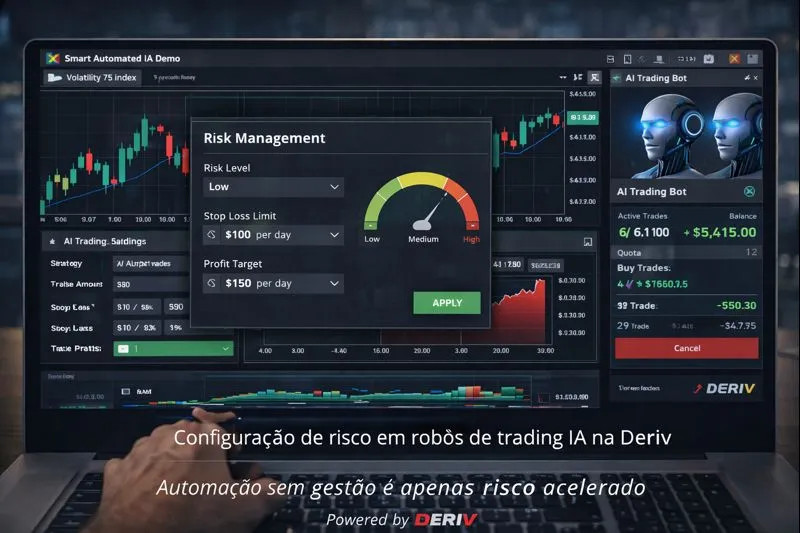 Configuração de risco em robôs de trading IA na Deri