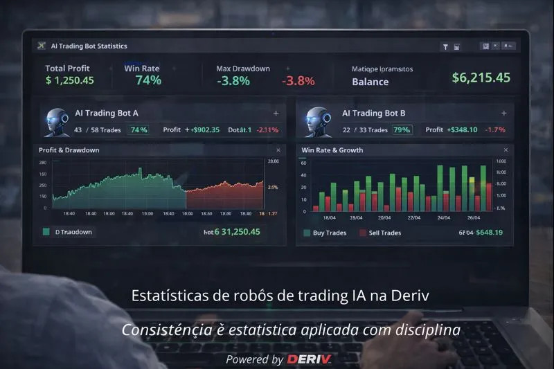 Estatísticas de robôs de trading IA na Deriv