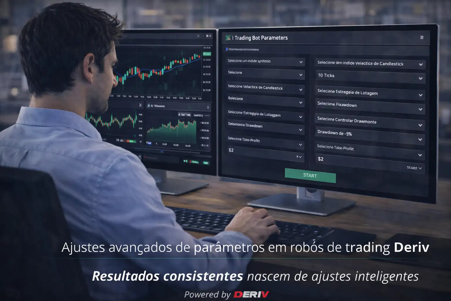 Ajustes avançados de parâmetros em robôs de trading Deriv