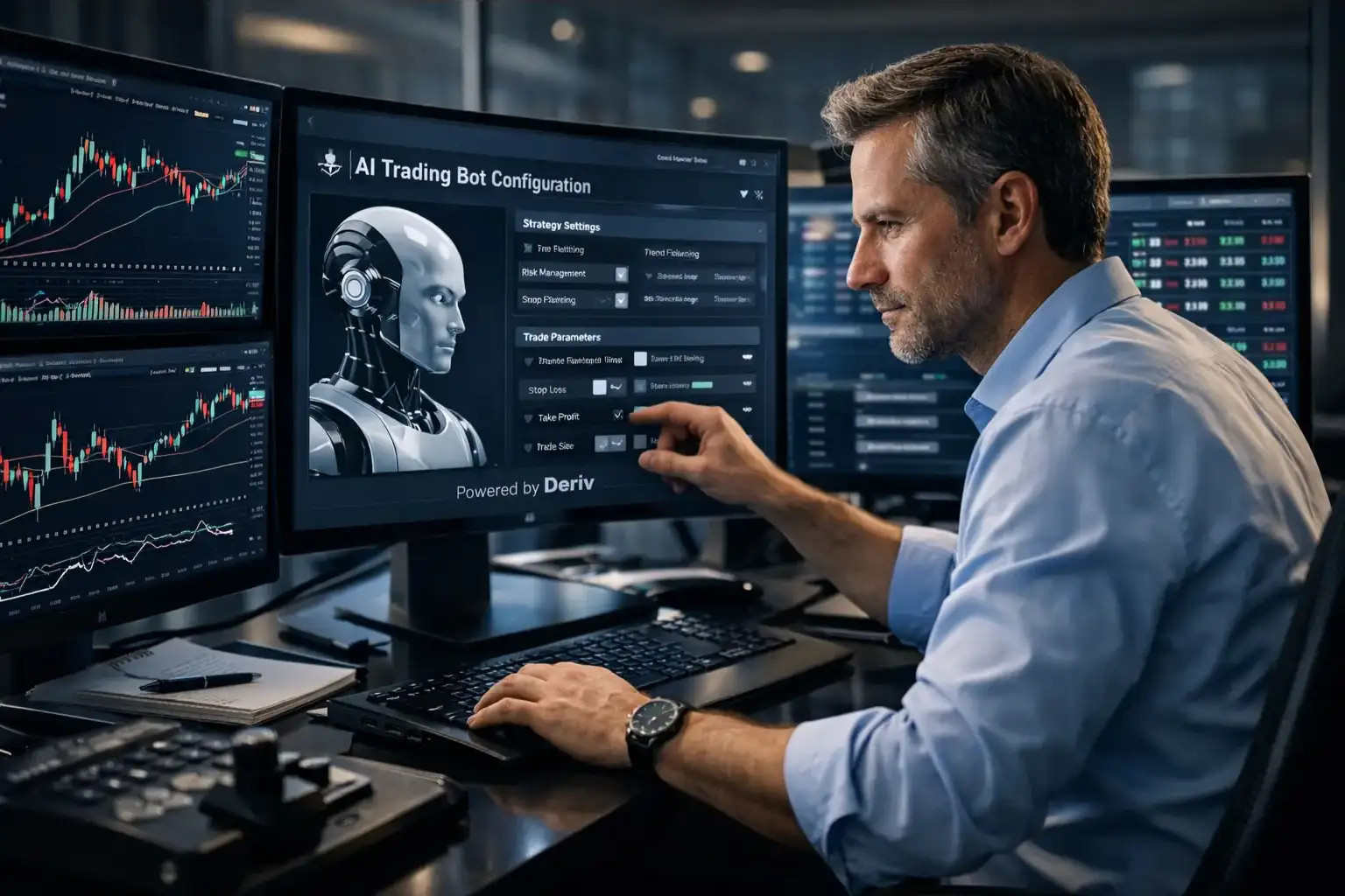 Estratégias semi-manuais com IA no Lucro Trader para Deriv