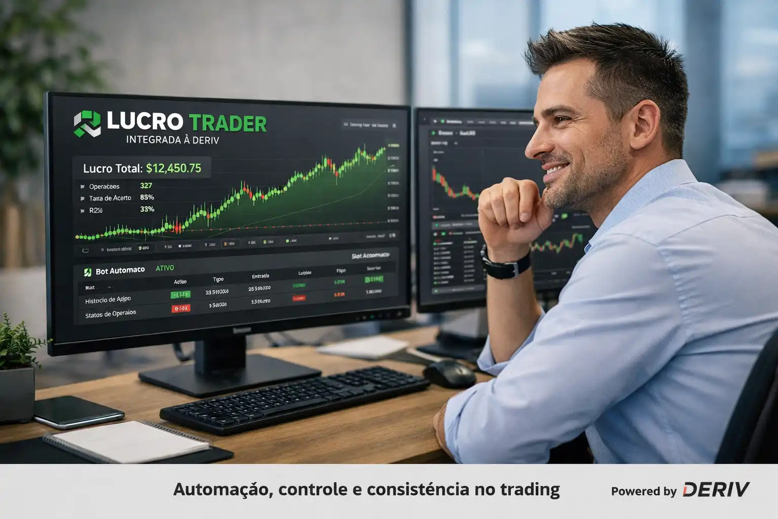 Plataforma Lucro Trader integrada à Deriv