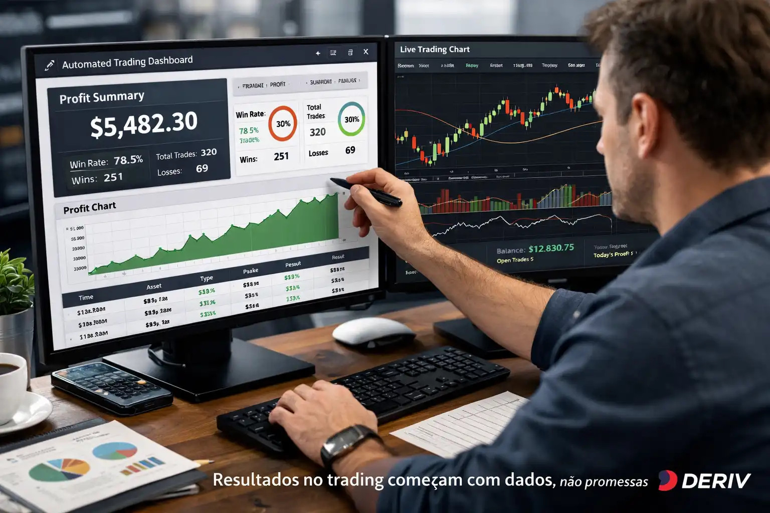 Simulações reais de lucro com Lucro Trader na Deriv
