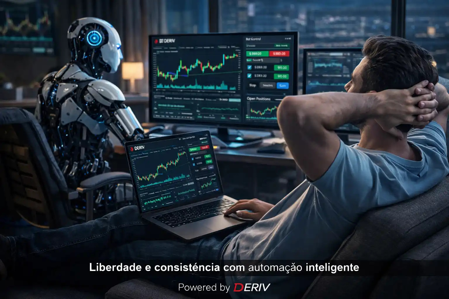 Trader utilizando robô automatizado com tranquilidade