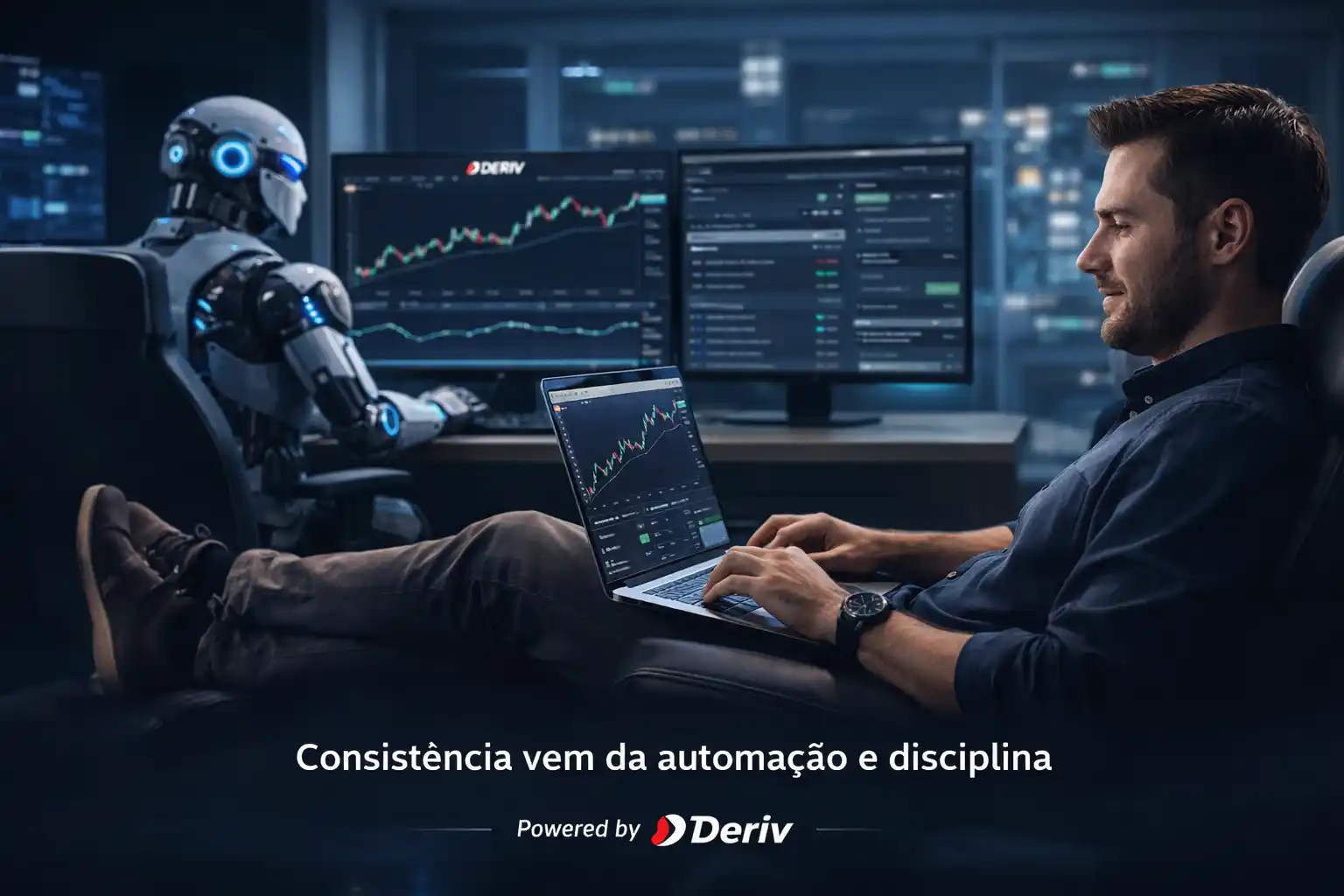 Trader utilizando automação com robô de trading