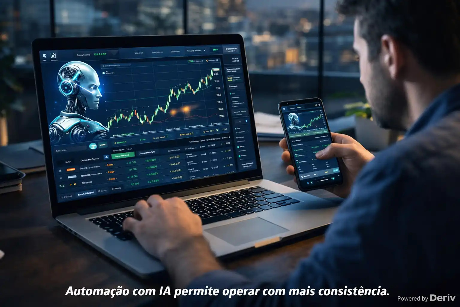 Robô de trading automatizado operando