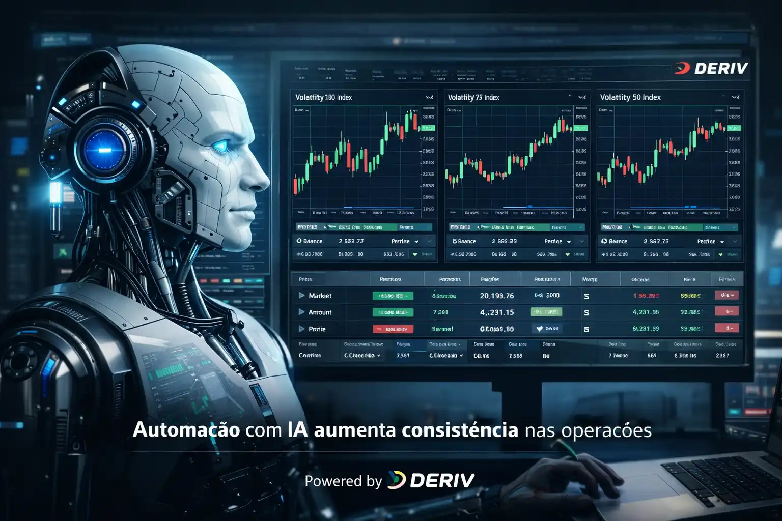 Robô de trading operando índices sintéticos automaticamente