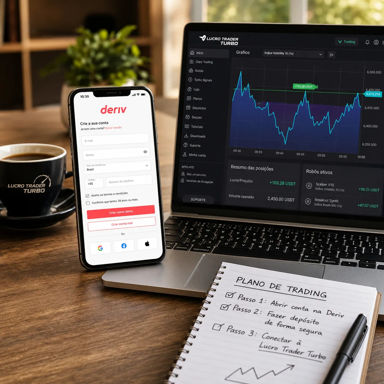 Comece sua jornada no trading com o pé direito. Powered by Deriv